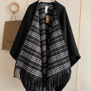 Burberry Black and Gray Plaid Women's Cape